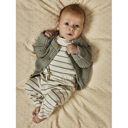 LIL' ATELIER BABY gestreepte broek NBMKAIL offwhite grijs Wit Jongens Katoen 68