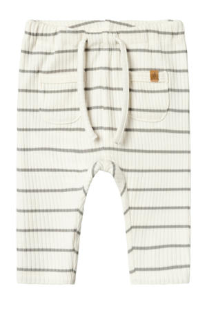 baby gestreepte broek NBMKAIL offwhite/grijs