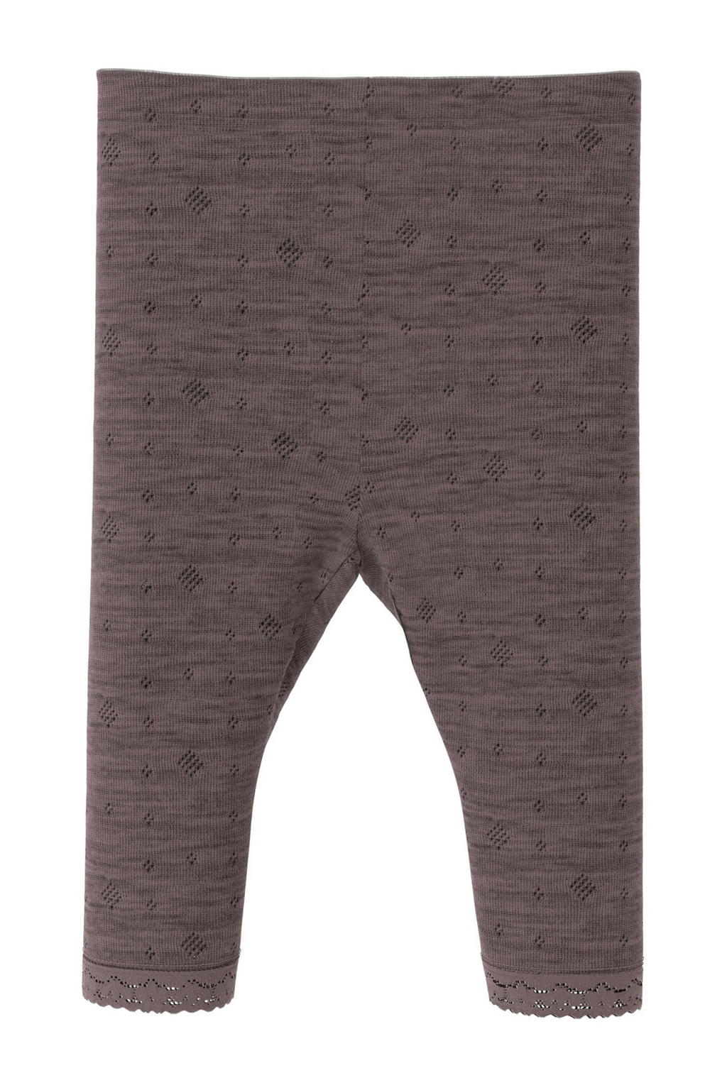 Bruine meisjes NAME IT BABY baby slim fit legging van merinowol en all over print