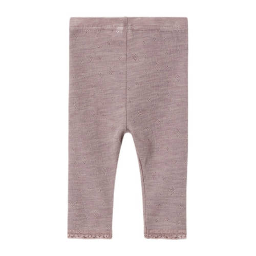 name it BABY slim fit legging NBFWANG van merinowol en all over print lila Paars 80