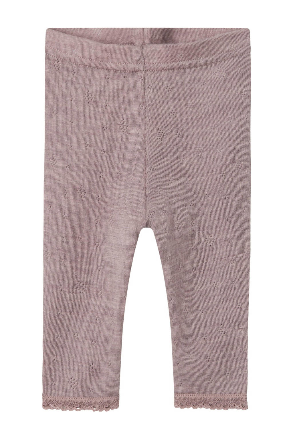 Lilakleurige meisjes NAME IT BABY baby slim fit legging van merinowol en all over print met elastische veter
