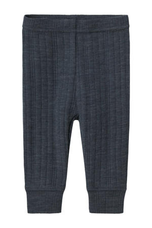 baby slim fit broek NBMWANGvan merinowol donkerblauw