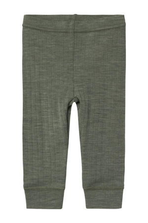 baby slim fit broek NBMWANGvan merinowol grijsgroen