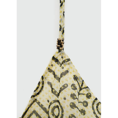 Mango Kids A-lijn jurk met all over print groengeel Meisjes Polyester V-hals 23