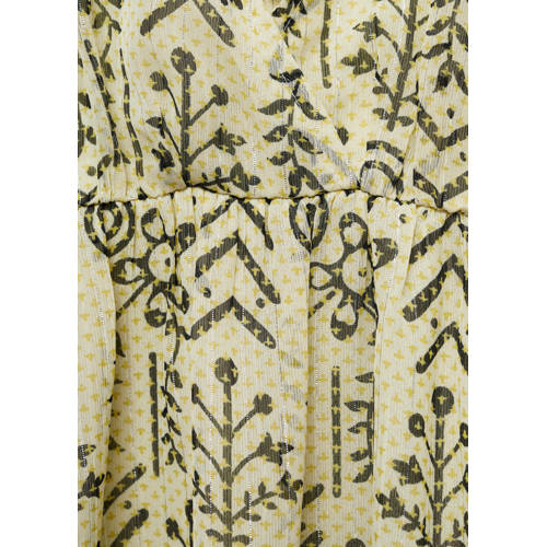 Mango Kids A-lijn jurk met all over print groengeel Meisjes Polyester V-hals 23