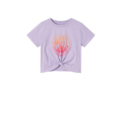 NAME IT KIDS T-shirt NKFJUPITA met printopdruk lila Paars Meisjes Biologisch katoen Ronde hals