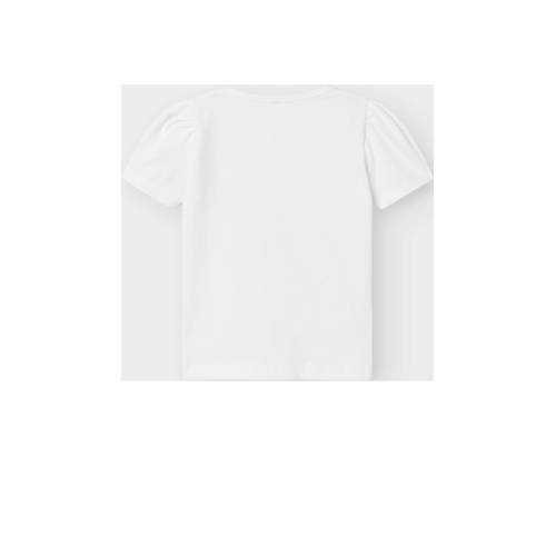Name it MINI T-shirt NMFFAYE met printopdruk wit Meisjes Biologisch katoen Ronde hals 122 128