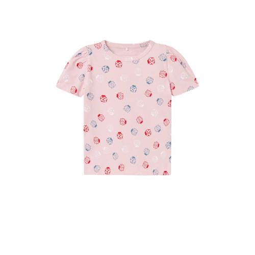 NAME IT MINI T-shirt NMFFAYE met all over print lichtroze Meisjes Biologisch katoen Ronde hals