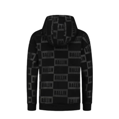Ballin hoodie met all over print zwart donkergrijs Sweater Jongens Katoen Capuchon 140