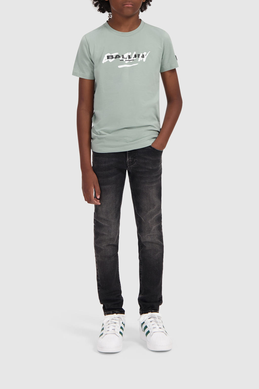 Grey denim jongens Ballin regular fit jeans The Noah blauw van denim met effen