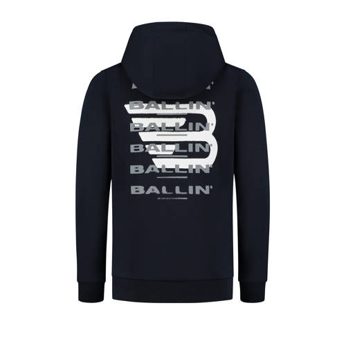 Ballin sweater donkerblauw Jongens Katoen Capuchon Backprint 152
