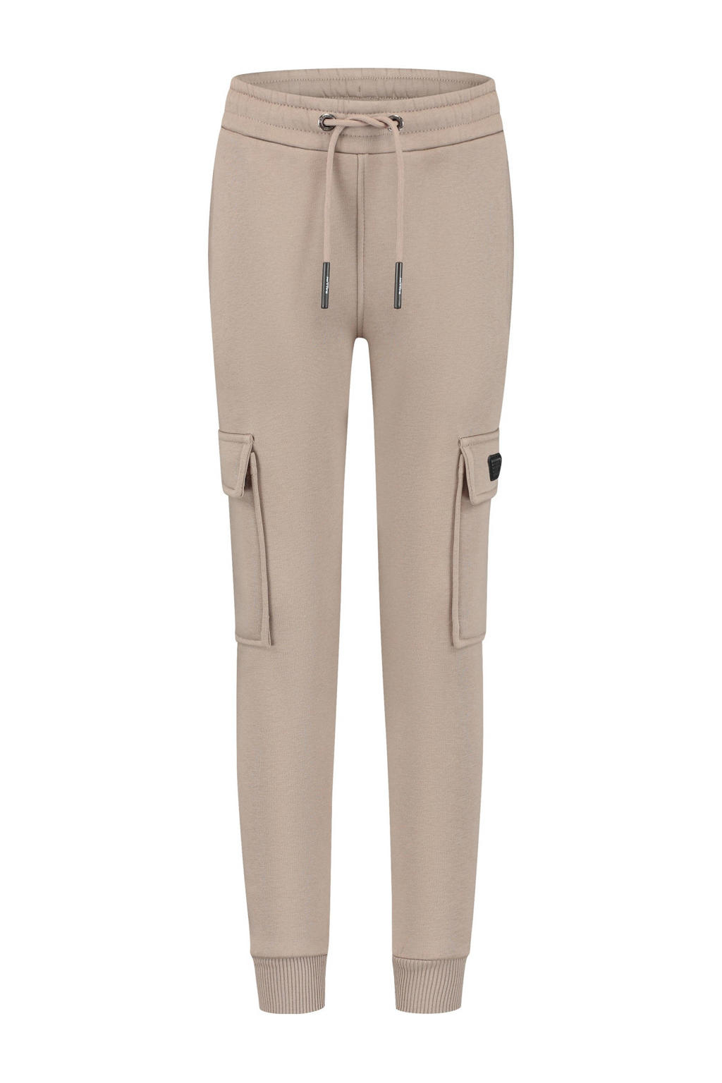 Beige jongens Ballin joggingbroek van katoen met elastische tailleband met koord en effen