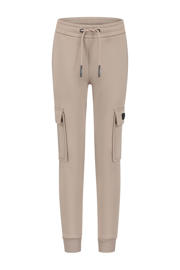 thumbnail: Beige jongens Ballin joggingbroek van katoen met elastische tailleband met koord en effen
