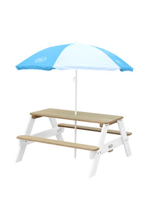 Nick Picnic Table Brown/white - Umbrella Blue/white