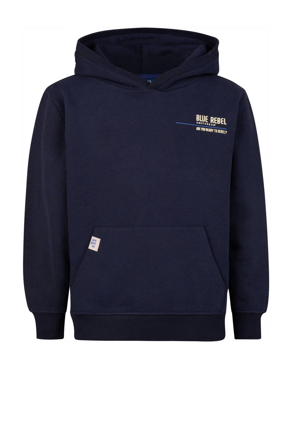 Blue Rebel hoodie Kjeld met backprint donkerblauw