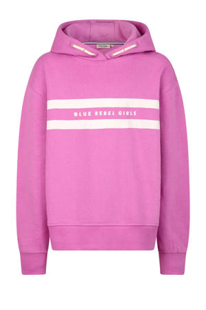 hoodie Lily met printopdruk roze/wit