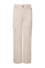 thumbnail: Beige meisjes Blue Rebel straight fit cargobroek Leona van katoen met regular waist, rits- en knoopsluiting en effen
