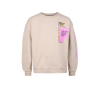 thumbnail: Beige en roze meisjes Blue Rebel sweater Layla met backprint, lange mouwen en ronde hals