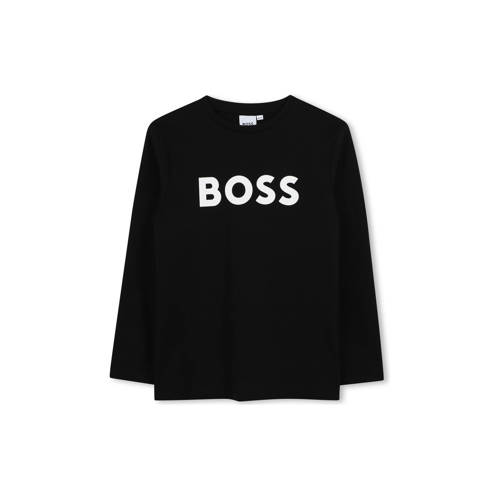BOSS longsleeve met logo zwart Jongens Katoen Ronde hals Logo - maat 152 afbeelding