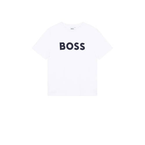 BOSS T-shirt met logo wit Jongens Katoen Ronde hals Logo - maat 128 afbeelding