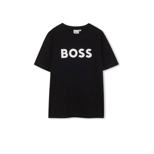 BOSS T-shirt met logo zwart Jongens Katoen Ronde hals Logo - maat 164 afbeelding