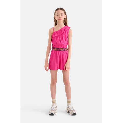 Shoeby jumpsuit roze Meisjes Viscose One shoulder Effen 122 128