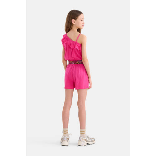 Shoeby jumpsuit roze Meisjes Viscose One shoulder Effen 122 128