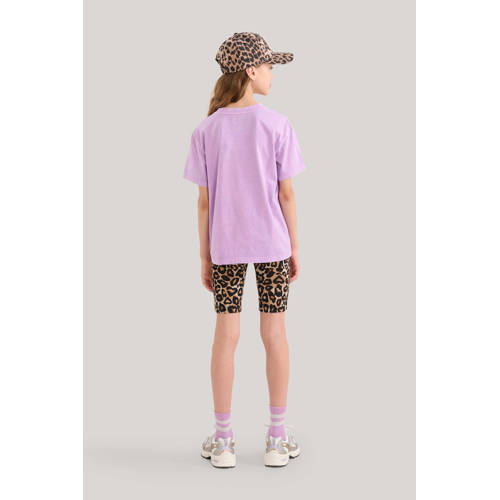 Shoeby high waist slim fit cycling short biker short met panterprint bruin zwart Korte broek Meisjes Polyester 146 152