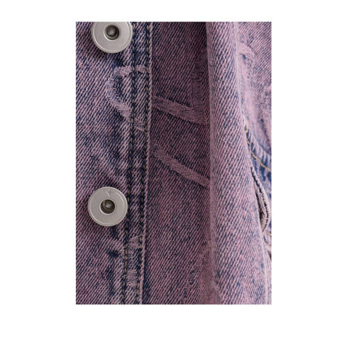 Shoeby gilet met all over print paars Meisjes Denim Klassieke kraag All over print 170 176