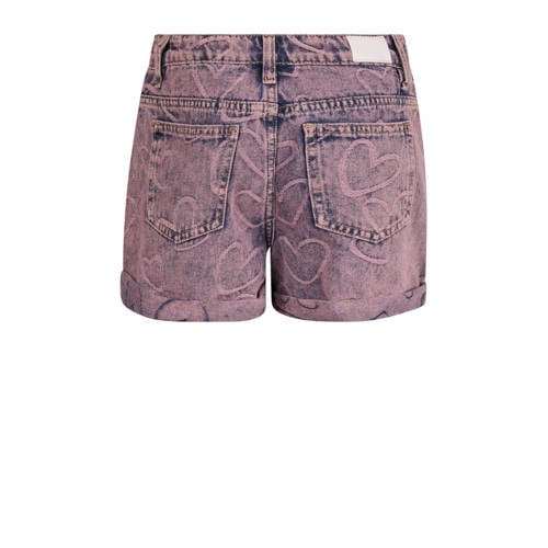 Shoeby high waist regular fit denim short met all over print paars Korte broek 146 152