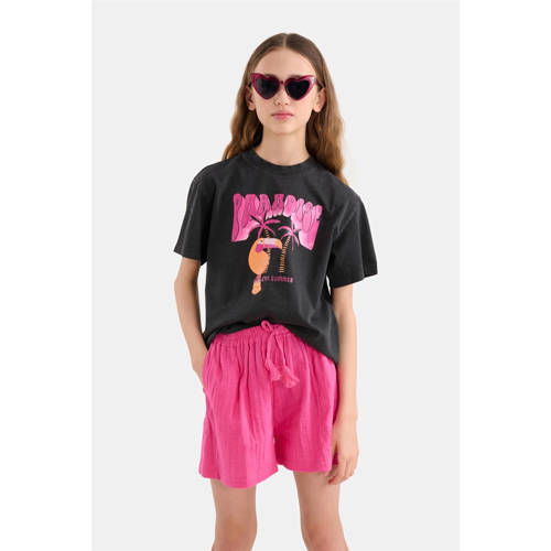 Shoeby high waist regular fit casual short roze Korte broek Meisjes Katoen 158 164