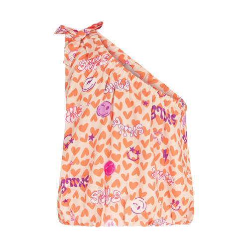 Shoeby one shoulder top met all over print oranje roze wit All over print 146 152