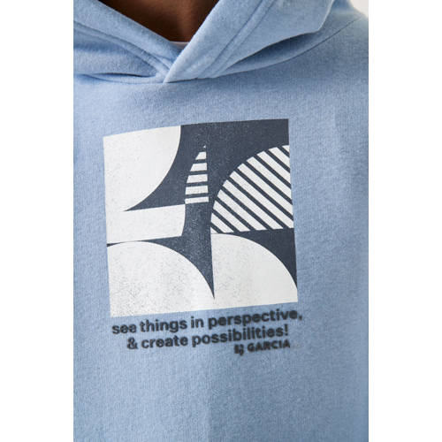 Garcia hoodie met printopdruk lichtblauw Sweater Printopdruk 128 134