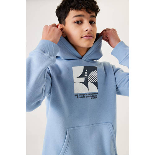 Garcia hoodie met printopdruk lichtblauw Sweater Printopdruk 128 134
