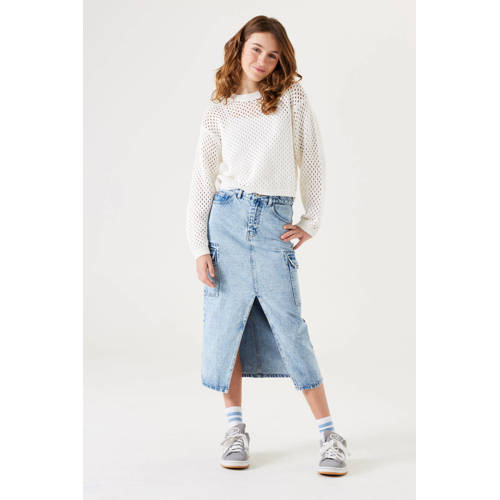 Garcia denim; spijkerrok light blue denim Blauw Effen 128