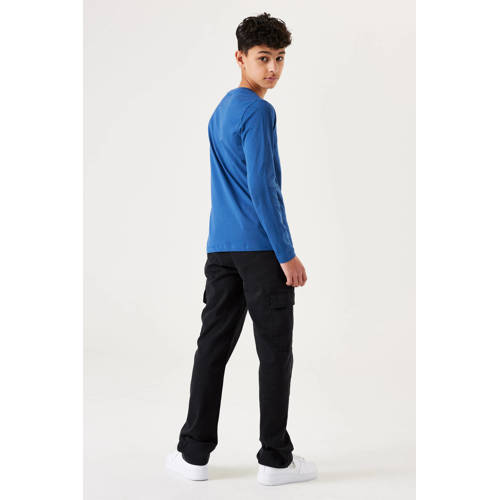 Garcia longsleeve met printopdruk kobalt blauw Jongens Katoen Ronde hals 176