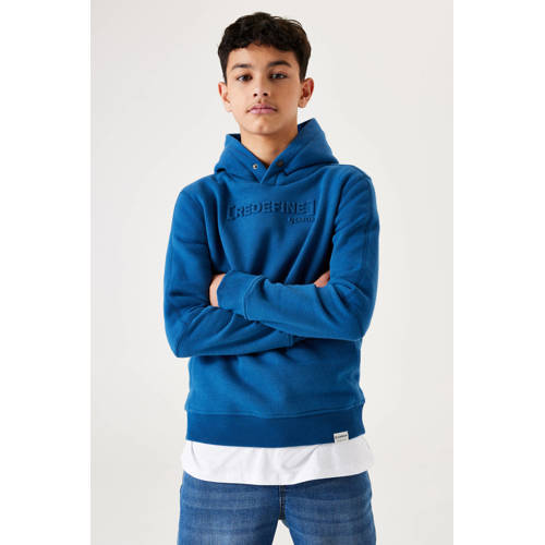 Garcia hoodie met tekst kobalt blauw Sweater Tekst 152 158
