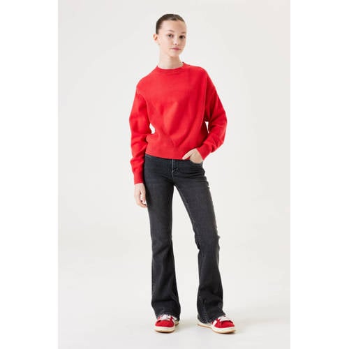 Garcia high waist flared jeans medium used Zwart Meisjes Stretchdenim Effen 128