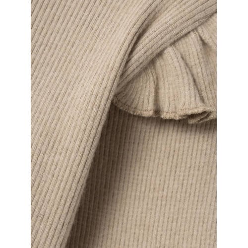 LIL' ATELIER MINI longsleeve NMFSOPHIA beige Meisjes Katoen Ronde hals 116