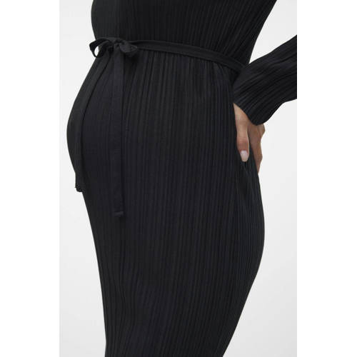 Mamalicious zwangerschapsjurk MLNOELA zwart Dames Polyester V-hals Effen XXL