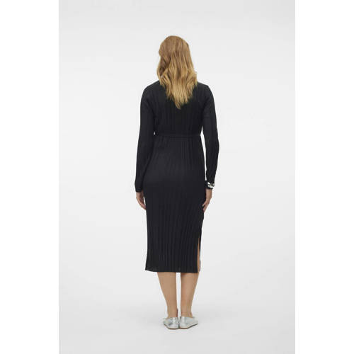 Mamalicious zwangerschapsjurk MLNOELA zwart Dames Polyester V-hals Effen XXL