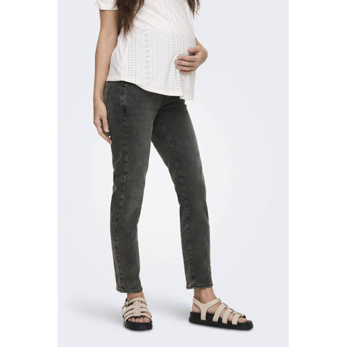 ONLY MATERNITY high waist zwangerschaps straight jeans OLMEMILY dark grey denim Grijs