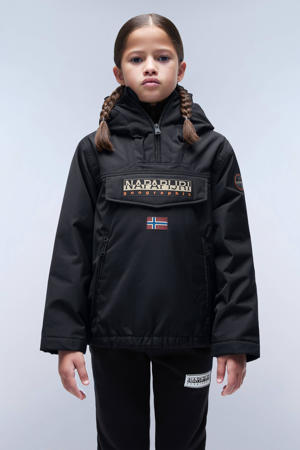 winterjas met logo zwart