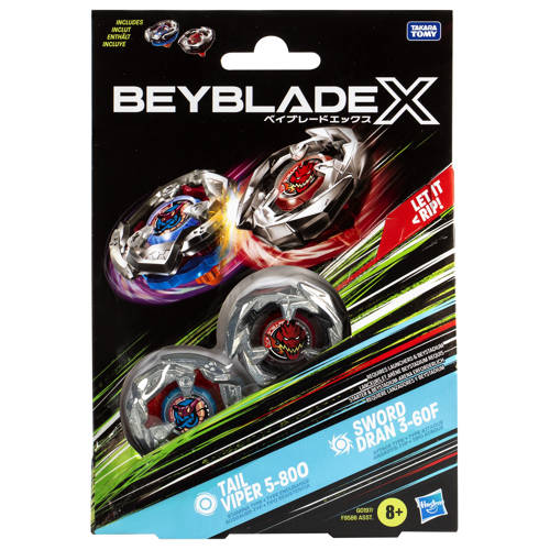 Beyblade X Tail Viper 5-80O en Sword Dran 3-60F Top Dual Pack Tol