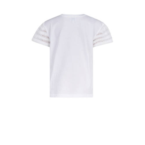 Shoeby T-shirt met printopdruk en open detail wit Meisjes Katoen Ronde hals 122 128