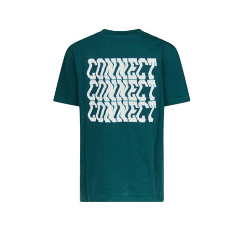Shoeby T-shirt met backprint donkergroen Jongens Katoen Ronde hals Backprint 122 128