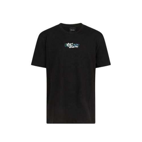 Shoeby T-shirt met backprint zwart Jongens Katoen Ronde hals Backprint