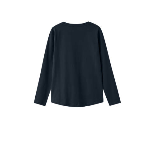 name it KIDS longsleeve NKFVIX met printopdruk donkerblauw Meisjes Stretchkatoen Ronde hals 134 140