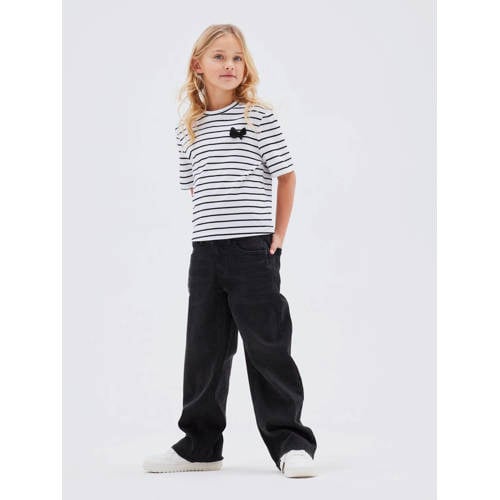 name it KIDS wide leg jeans NKFROSE black denim Zwart Meisjes Stretchdenim 140