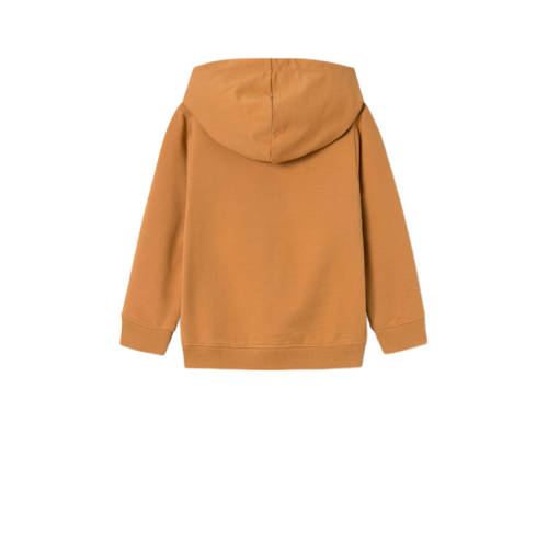 name it MINI hoodie NMMKONRAD met printopdruk en 3D applicatie karamel Sweater Bruin 92